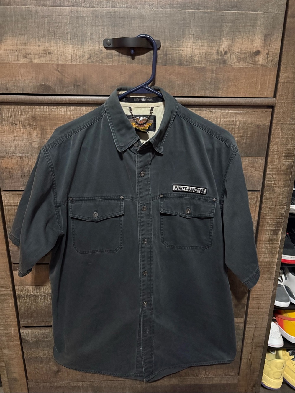 Harley-Davidson Short Sleeve Button-Down Shirt in Charcoal Gray